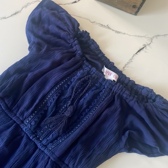 Navy blue girls romper size 7 - Picture 3 of 6